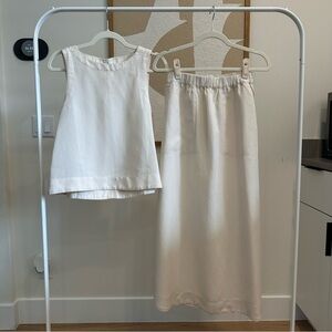 White Elastic-Waist Midi Skirt - Clean Minimal Style